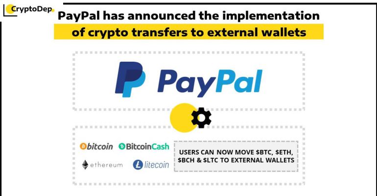 پی پال PayPal از اجرای انتقال ارز دیجیتال به کیف پول های خارجی خبر داده است